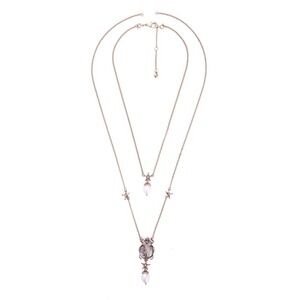 Goldtone 2 in 1 Layered Beetle Necklace with Freshwater Pearls accent